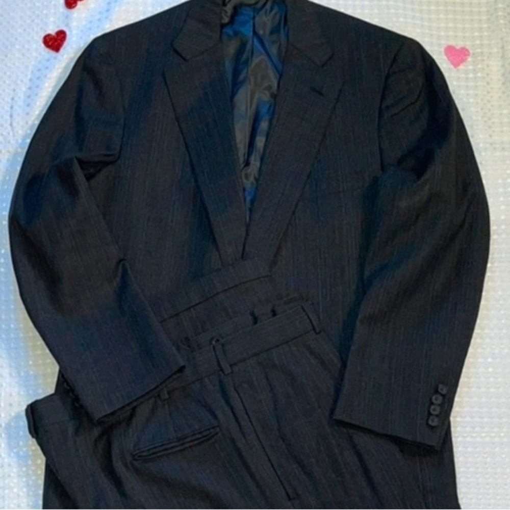 Men's Charcoal Pinstripe Suit Jacket & Trousers - Classic Tailored Fit